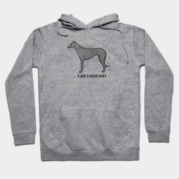 Greyhound with Name - dog design for greyhound lovers - black and white Hoodie by Green Paladin